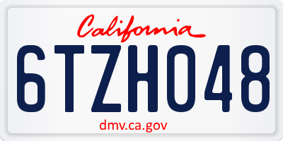 CA license plate 6TZH048