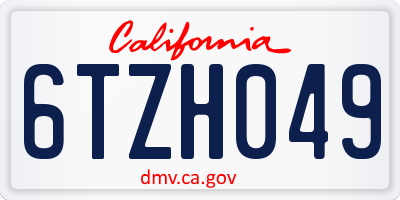 CA license plate 6TZH049