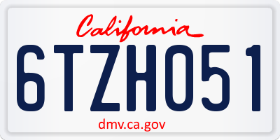 CA license plate 6TZH051