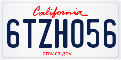 CA license plate 6TZH056