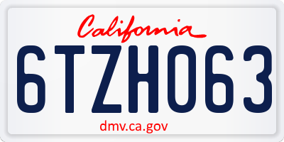CA license plate 6TZH063