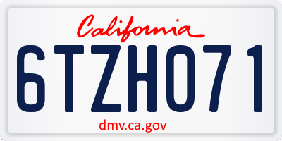 CA license plate 6TZH071