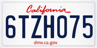 CA license plate 6TZH075