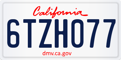 CA license plate 6TZH077