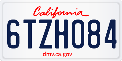 CA license plate 6TZH084