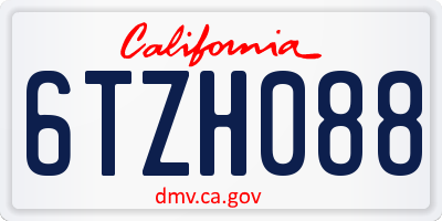 CA license plate 6TZH088