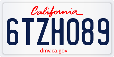 CA license plate 6TZH089