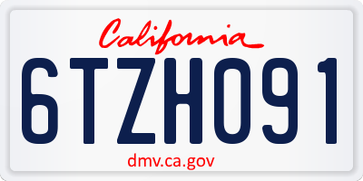 CA license plate 6TZH091