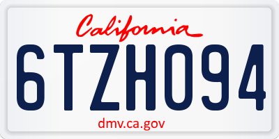 CA license plate 6TZH094