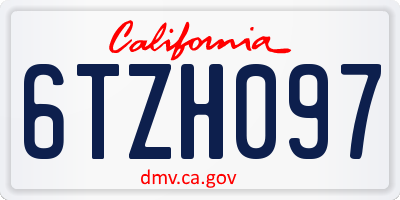 CA license plate 6TZH097