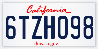 CA license plate 6TZH098
