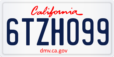 CA license plate 6TZH099