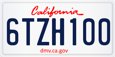 CA license plate 6TZH100