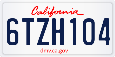 CA license plate 6TZH104