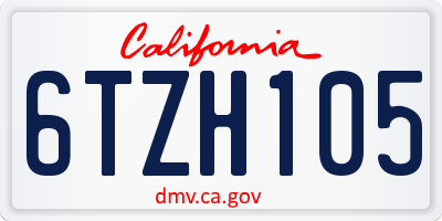 CA license plate 6TZH105