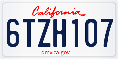 CA license plate 6TZH107