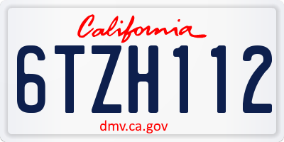 CA license plate 6TZH112