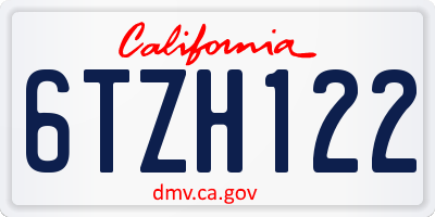 CA license plate 6TZH122