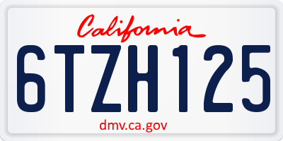 CA license plate 6TZH125