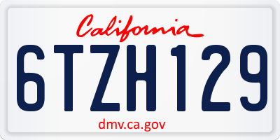 CA license plate 6TZH129