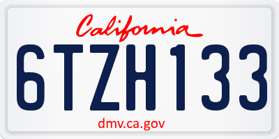 CA license plate 6TZH133