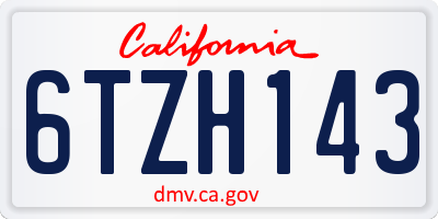 CA license plate 6TZH143