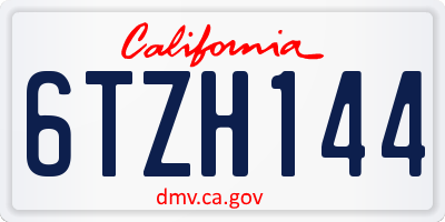 CA license plate 6TZH144