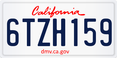 CA license plate 6TZH159