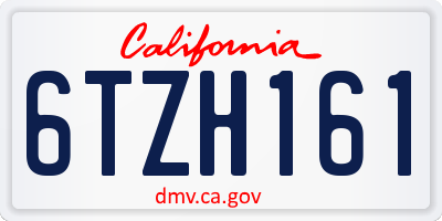 CA license plate 6TZH161