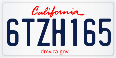 CA license plate 6TZH165