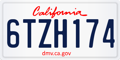 CA license plate 6TZH174