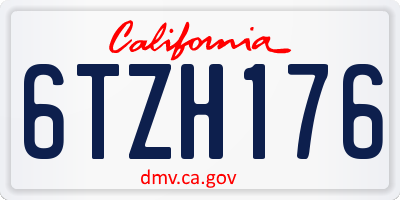 CA license plate 6TZH176