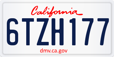 CA license plate 6TZH177