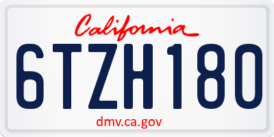 CA license plate 6TZH180