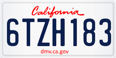 CA license plate 6TZH183