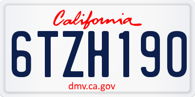 CA license plate 6TZH190