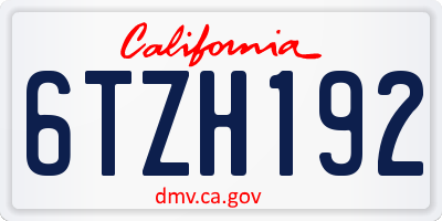 CA license plate 6TZH192