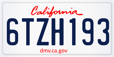 CA license plate 6TZH193