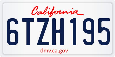 CA license plate 6TZH195