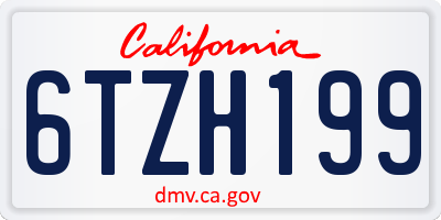 CA license plate 6TZH199