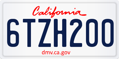 CA license plate 6TZH200