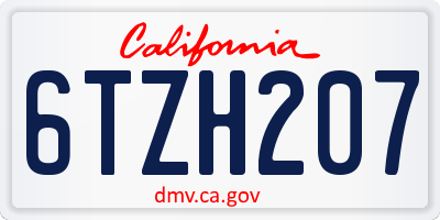 CA license plate 6TZH207