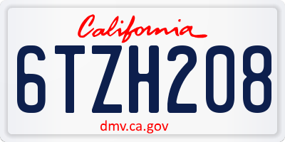 CA license plate 6TZH208