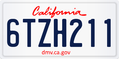 CA license plate 6TZH211