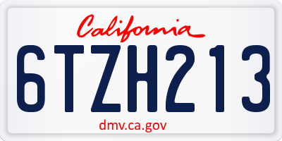 CA license plate 6TZH213