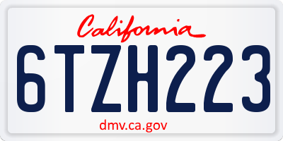 CA license plate 6TZH223