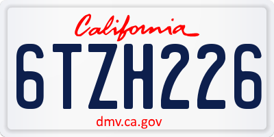 CA license plate 6TZH226