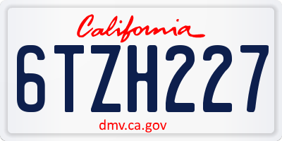 CA license plate 6TZH227