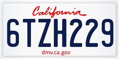 CA license plate 6TZH229