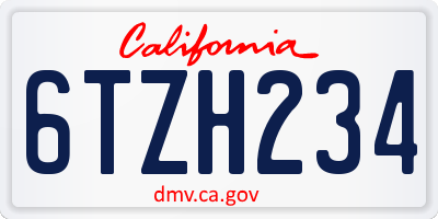CA license plate 6TZH234